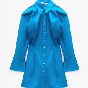 Zara Vibrant Blue Shirt Dress